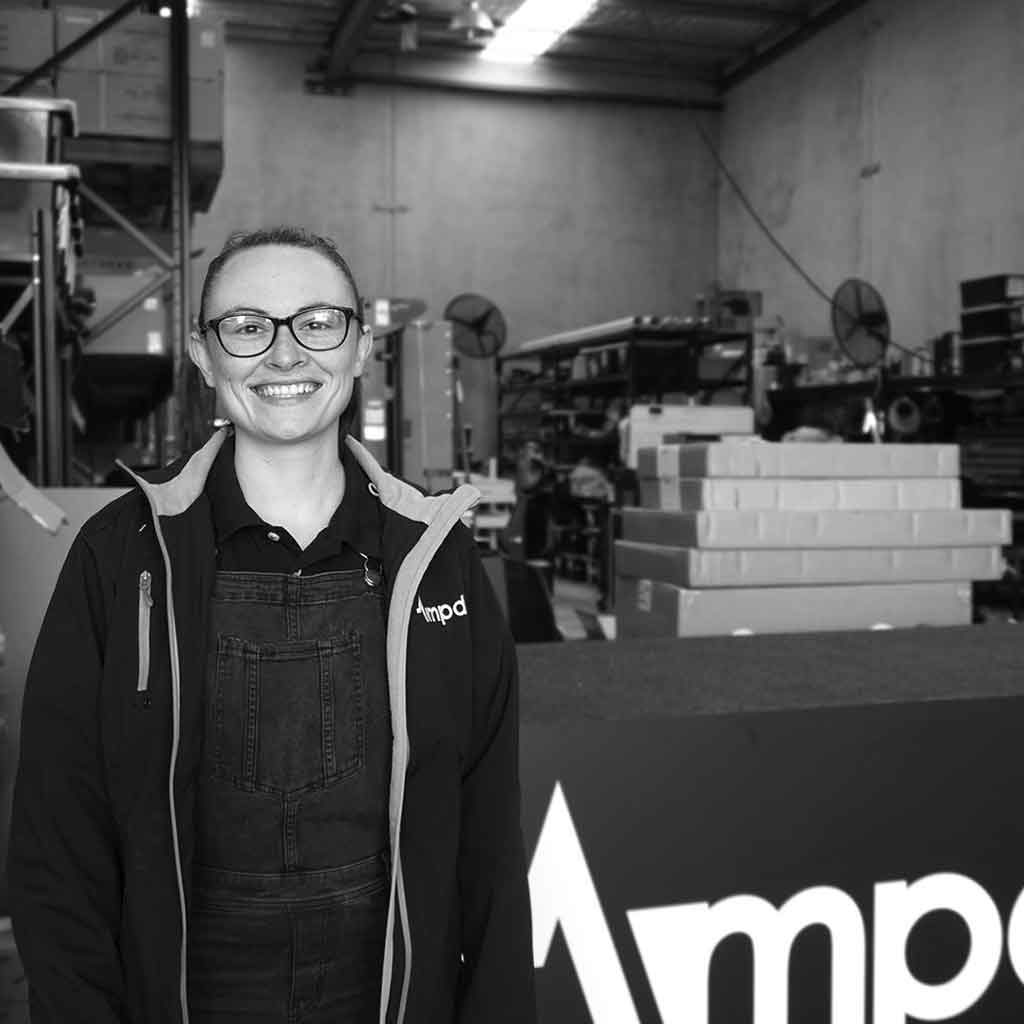 Ampd team member in warehouse